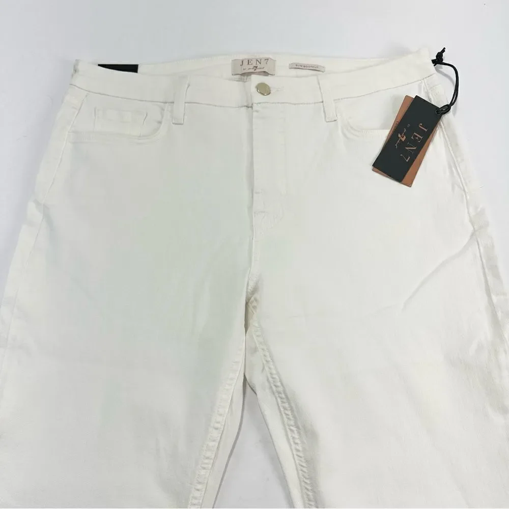 NWT Jen7 for 7 For All Mankind White Jeans Slim Bootcut Size 14